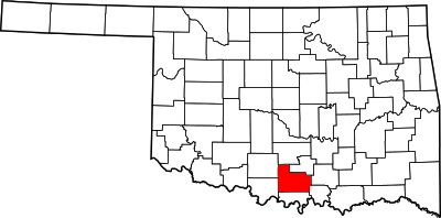 Locatie van Carter County in Oklahoma