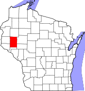 Map of Wisconsin highlighting Dunn County.svg