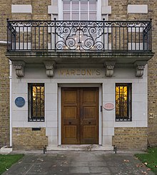 New Street Factory entrance with the blue plaque in 2018 Marconi New Street Factory Entrance.jpg