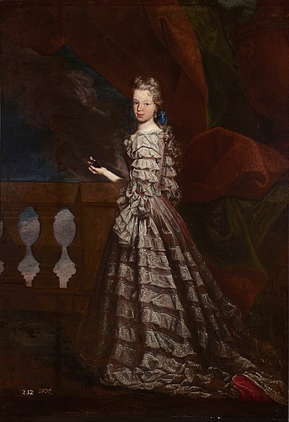 A young Maria Luisa of Savoy holding a miniature portrait of her husband, Felipe V