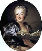 アレクサンドル・ロスリン『ブーシェ夫人マリー＝ジャンヌ・ビュゾーの肖像』ミュンヘン、ニュンフェンブルク。1761年サロン出品作品。