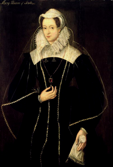 maleri detalj, kvinne i byste, i rik 16. århundre kostyme