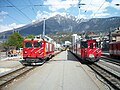 Matterhorn Gotthard Bahn trains at Brig, Switzerland