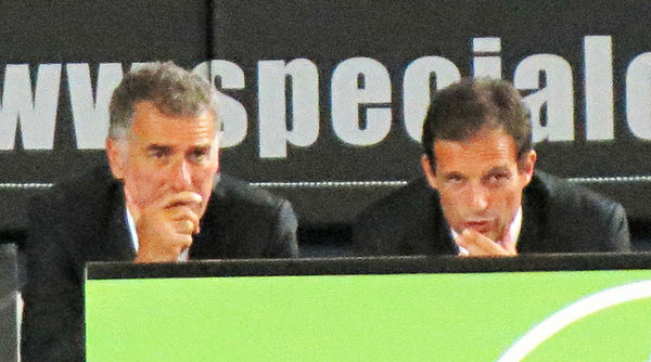 Tassotti and Massimiliano Allegri during the game AC Milan–Real Madrid at Yankee Stadium in New York