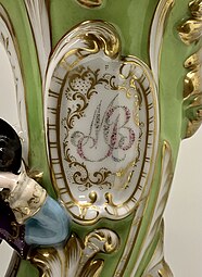 Monogram on a cone-shaped vase, part of a pair, by Nicolas Bugeard%3F, mid-19th century, hard-paste porcelain, painted and gilded, given by Charles Bastien, 1922, inv. 22766 B, Museum of Decorative Arts, Paris.jpg