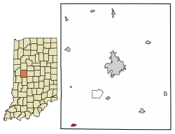 Location of Waveland in Montgomery County, Indiana.