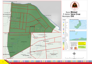 Mapa z doby před rokem 2015: Suco Motael se nachází na severu od správní kanceláře Vera Cruz.