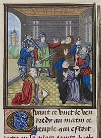 Murder of Simon Sudbury - Froissart, Chroniques de France et d'Angleterre, Book II (c.1460-1480), f.172 - BL Royal MS 18 E I.jpg