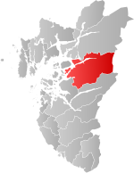 Mapa do condado de Rogaland com Hjelmeland em destaque.