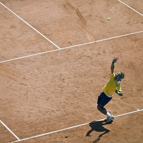 Rafael Nadal at the 2011 Italian Open. Nadal has won a record ten Italian Open singles titles.