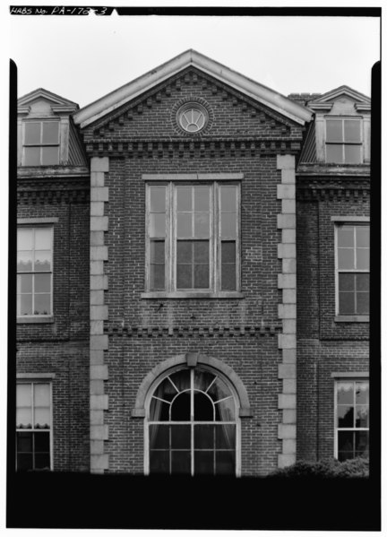 File:Ned Goode, Photographer August 13, 1960 SOUTH SIDE, CENTRAL PEDIMENT - Cedarcroft, Bayard Drive (East Marlborough Township), Kennett Square, Chester County, PA HABS PA,15-KENSQ.V,3-3.tif