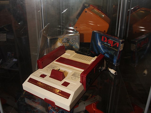 The Famicom game console was at the Computer and Video Game Console Museum of Helsinki in 2012.
