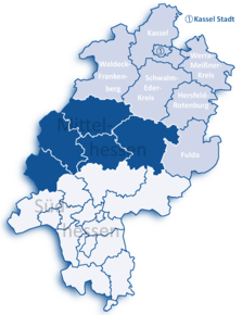 Poziția localității Regiunea admin. Kassel