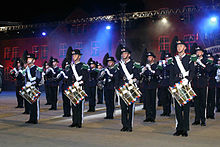 Musicians of His Majesty the King Guard band and drill team (Norway) Norvegians musicians.jpg
