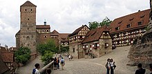 Courtyard of the imperial castle of Nuremberg, Bavaria, Germany Nuernberg Burg Panorama PtGUI.jpg