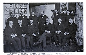 H. M. Spelman, Owen Durfee, N. A. Francis, G. C. Deane, A. C. Bent, R. H. Howe, Jr., Walter Deane, C. F. Batchelder, F. H. Allen, William Brewster, G. M. Allen, and J. D. Sornborger; 1902 Nuttall Ornithological Club.jpg