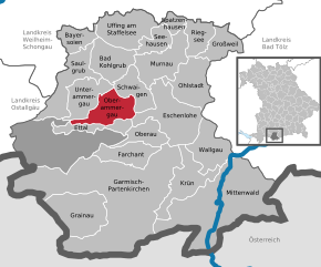 Poziția localității Oberammergau