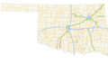 A map showing the path of State Highway 65 in Oklahoma