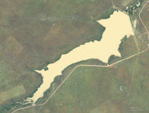 Satellite photo of the Omatako Reservoir