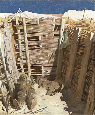 <i>Dead Germans in a Trench</i> 1918 oil painting by William Orpen