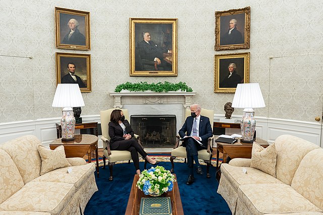 President Joe Biden and Vice President Kamala Harris in the Oval Office, 2021