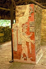 The walls of the tombs of Maya rulers were sometimes painted with cinnabar, and in the Tomb of the Red Queen in Palenque (600–700 AD), the remains of a noblewoman were covered with bright vermilion cinnabar powder.