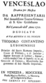 English: Porta, Pollarolo, Capelli - Venceslao - libretto, Venice 1722 - title page