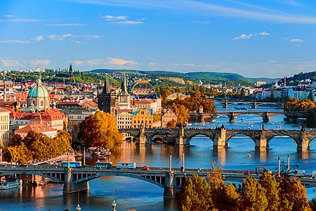 Prague skyline view