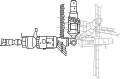 Un schéma montrant comment le bras Lyappa a été utilisé pour déplacer Kvant-2.