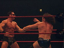 Conway wrestling Eugene in October 2005 Rob Conway & Eugene (159935765).jpg