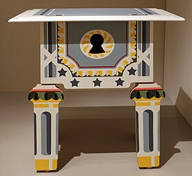 Louis XVI, lowboy; by Robert Venturi for Arc International; c.1985; laminated wood; unknown dimensions; Indianapolis Museum of Art, Indianapolis, USA[127]