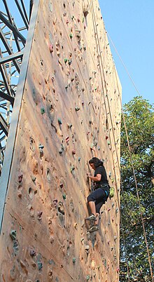 Rock climbing practice on artificial rock wall at the Indian Mountaineering Foundation, Delhi Rock Climbing Practice On Artificial Rock Wall at Indian Mountaineering Foundation,Delhi.jpg