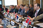 Secretary of Defense Mattis attends a Global Coalition on the Defeat of ISIS meeting at Eigtveds Pakhus in Copenhagen, Denmark SD visits Denmark 170509-D-GY869-245 (34175733400).jpg