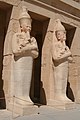 Osirian statues of Hatshepsut at her tomb, associated with Osiris, c.1258 BC