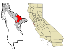 San Mateo County California Incorporated and Unincorporated areas Redwood City Highlighted.svg