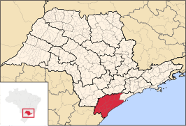 Ligging van de Braziliaanse microregio Registro in São Paulo