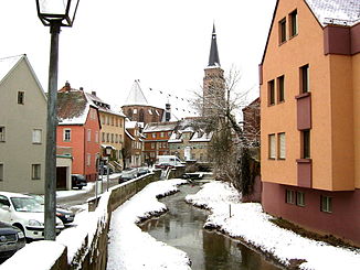 Schwabach at the outflow in Schwabach