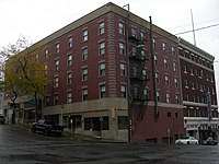 Panama and NP Hotels, side-by-side. Panama Hotel is at left. Seattle - Panama and NP Hotels.jpg