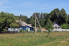 Prior to the mid-1950s, most of Belarus comprised small villages (modern example Siemierniki [be] pictured) Semerniki village Belarus 2016.jpg