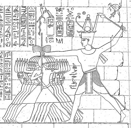 King Senkamanisken slaying enemies at Jebel Barkal.[45]