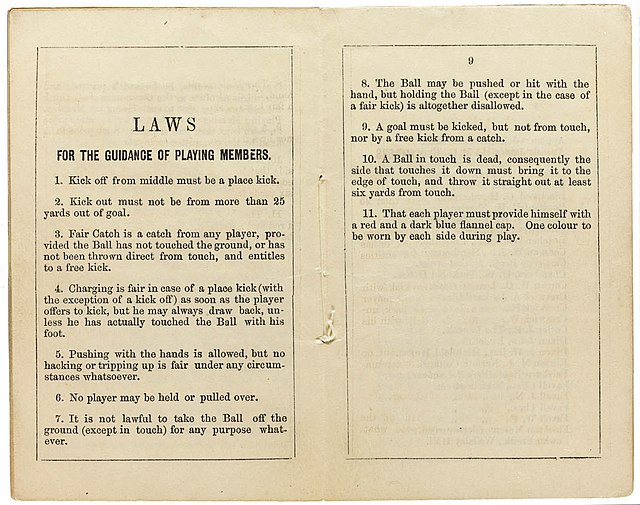 "Laws for the guidance of playing members", as published in 1859