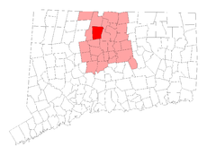 Расположение Симсбери в округе Хартфорд и Коннектикуте.