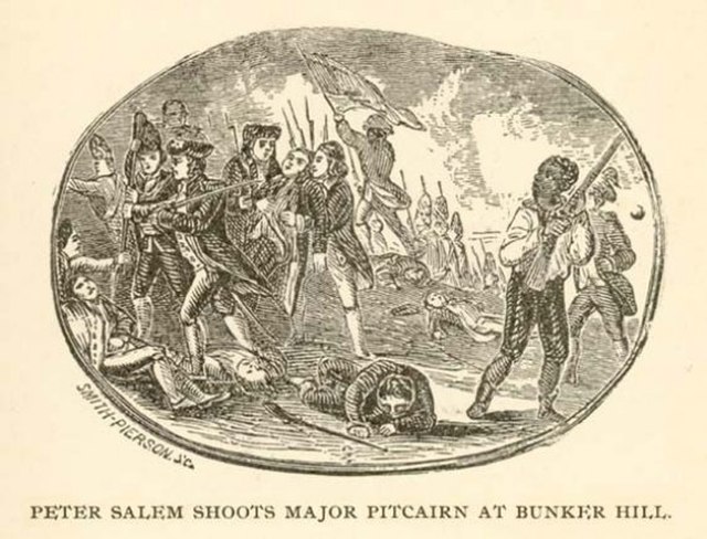 Peter Salem shooting Major John Pitcairn at the battle of Bunker Hill
