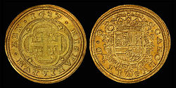 Eight Spanish Escudos (1687) Spain 1687 8 Escudo.jpg