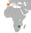 Location map for Spain and Zimbabwe.