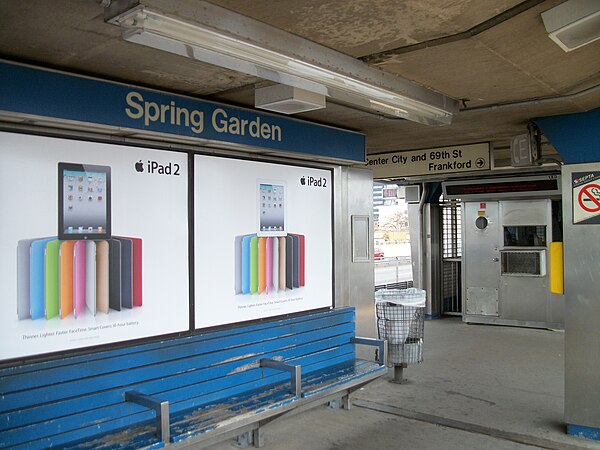 The platform at Spring Garden station