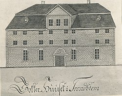 Fotografi av en fasadetegning av Sukkerhuset fra 1754