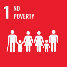 Logo of the Sustainable Development Goal 1 of the United Nations, to "end poverty in all its forms, everywhere" by 2030 Sustainable Development Goal 01NoPoverty.svg