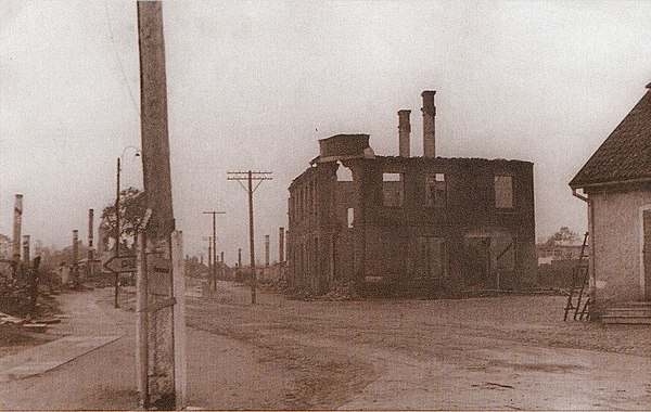 Aftermath of World War II. City centre of Tõrva on the year 1944.