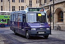 Iveco 59-12 midibus in Park and Glide livery Thames Transit X9.jpg